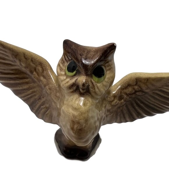 Hagen Renaker Owl Figurines Papa & Owlet Collectible Vintage Ceramic Miniature - Picture 2 of 8